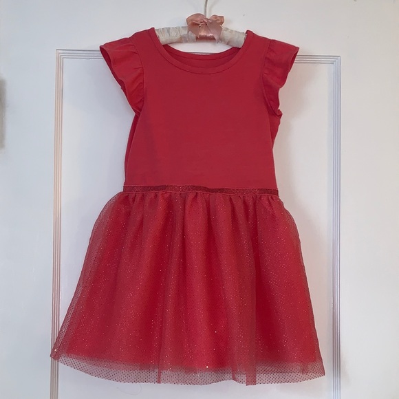 Cat & Jack Coral Flutter Sleeve Dress 5T EUC - Picture 2 of 12